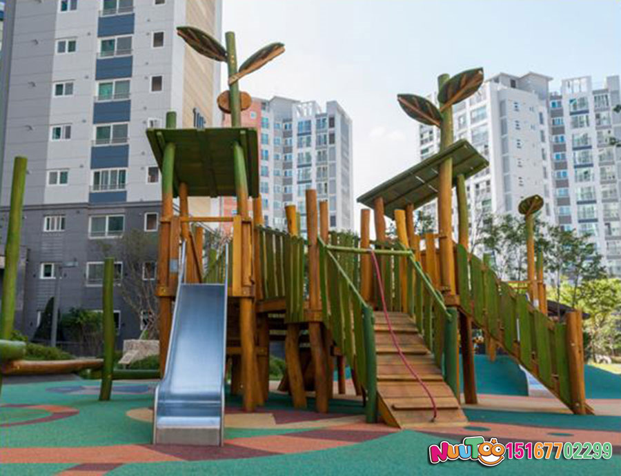 Small slide as a play equipment is loved by family