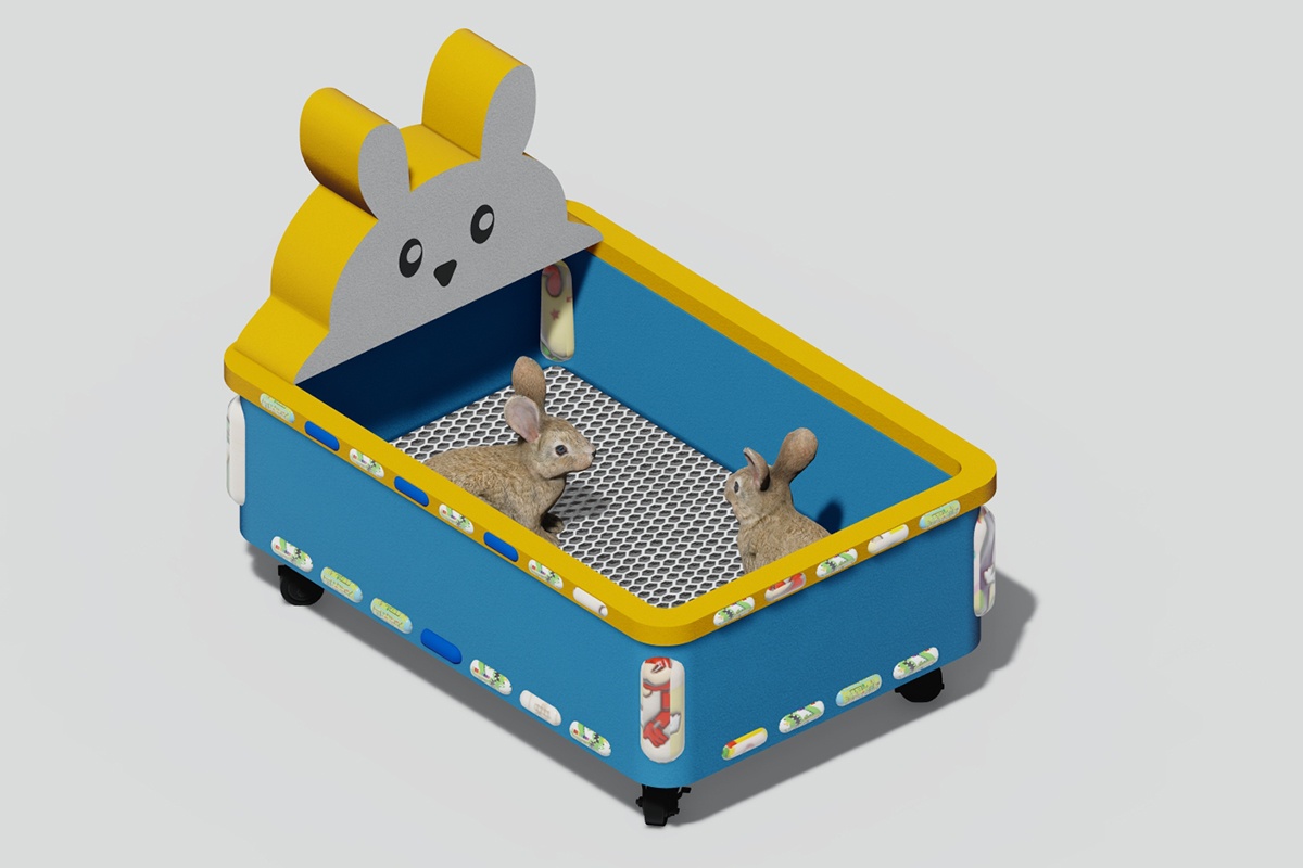 rabbit playground Interactive rabbit feeding station3