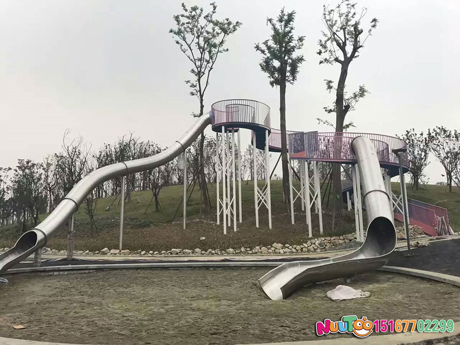 Non-standard travel + Chengdu Gaugou corridor and stainless steel large slide + swan combination slide (10)