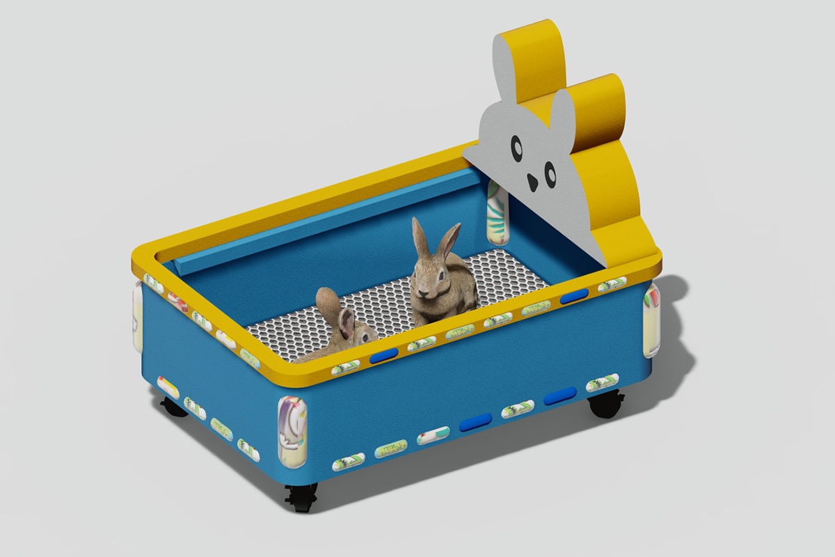 rabbit outdoor playground Interactive rabbit feeding station1