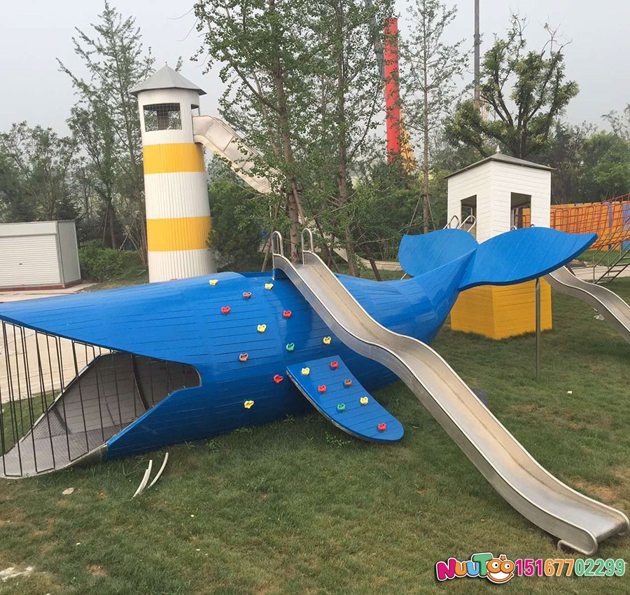 Shark + sloping house + watch tower + slide + non-standard ride + children's play equipment (2)