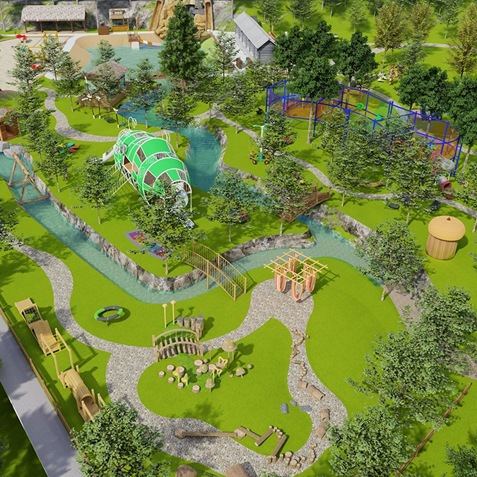 How Is The Layout Designed For The Yichun Wasai Amusement Park In Heilongjiang?