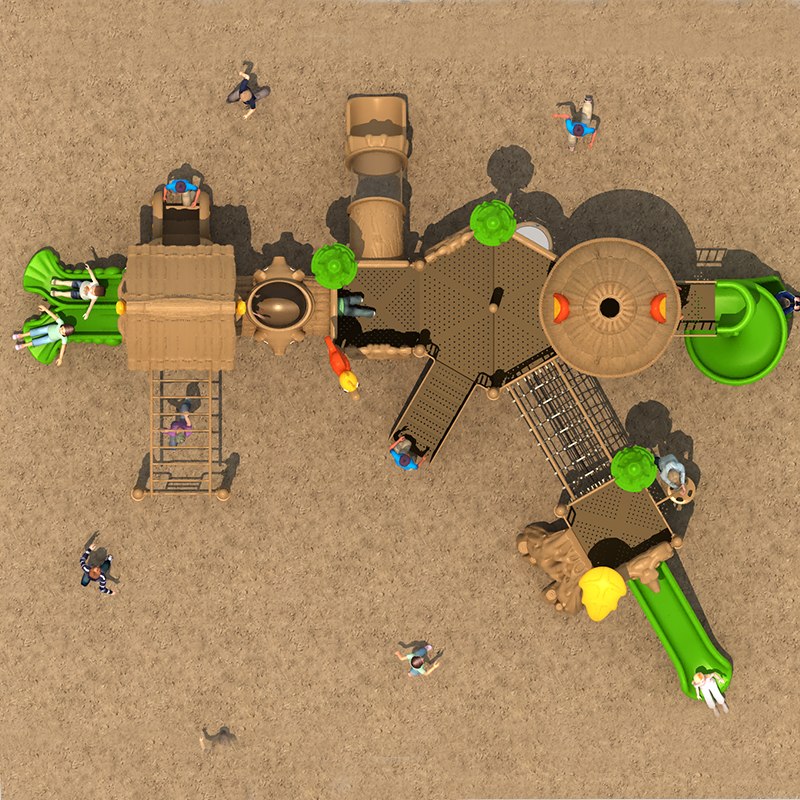 Kids' Favorite Outdoor Playground Slide with Thatch Themed