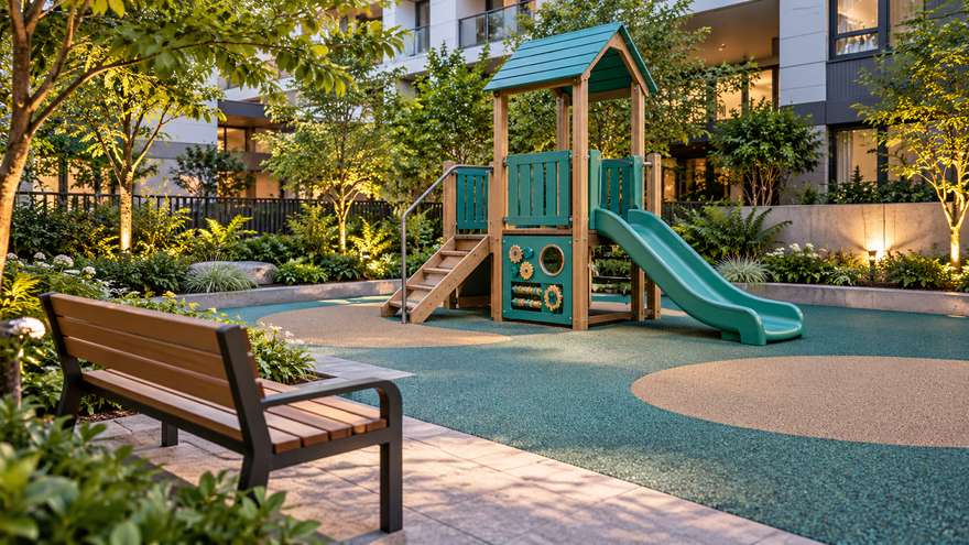 Small playground caregiver sightlines concept