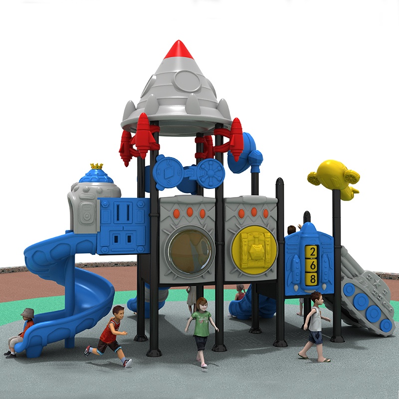 Safe Playground Slide with Rocket Designs for Outdoor Playground
