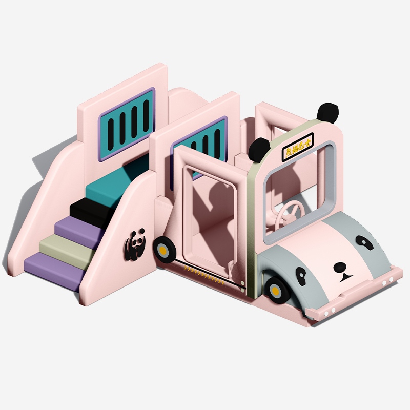 Panda Bus Themed Indoor Soft Play Climber with Slide