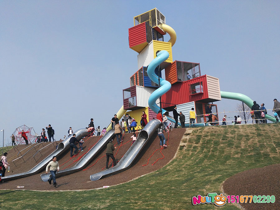 Non-standard amusement + container amusement + children's playground equipment + stainless steel slide (92)