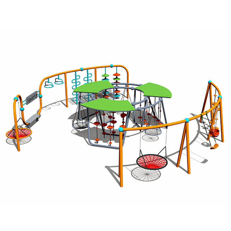 Outdoor Multi-Functional Swing Set with Climbing Function for Kids