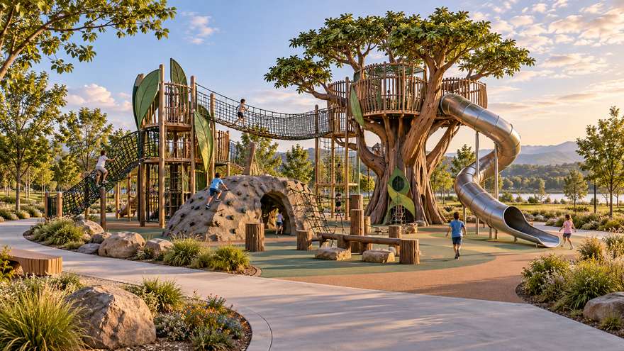 Hybrid custom and modular playground concept