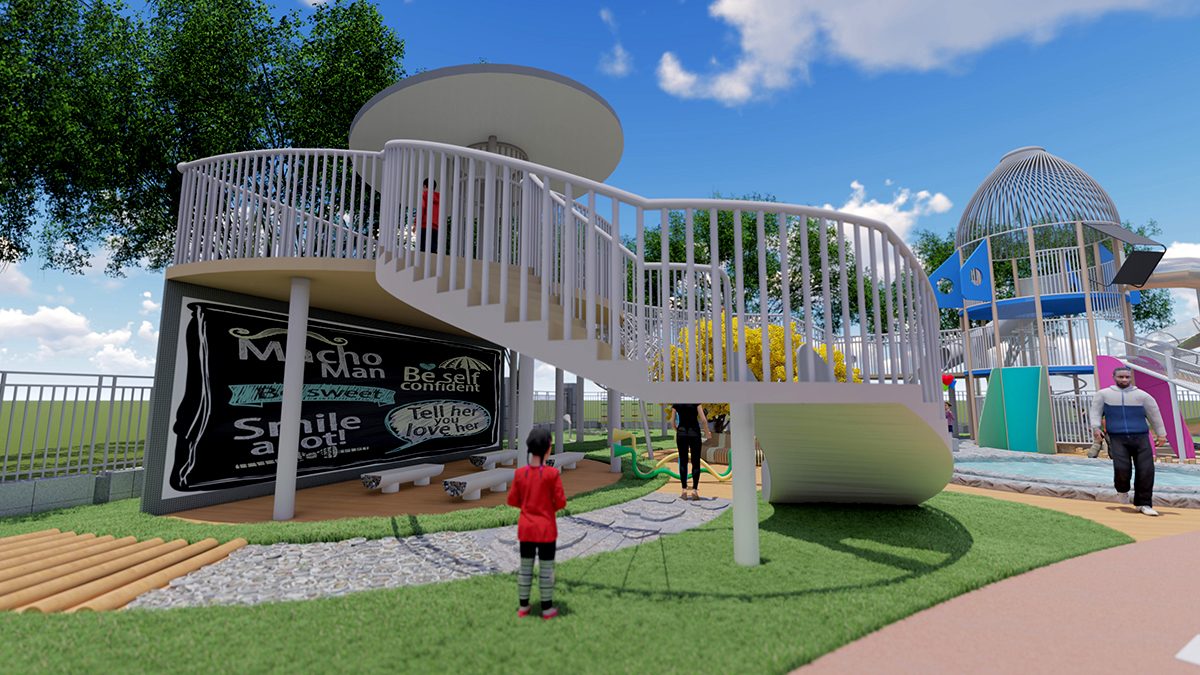 Elevated play platform for commercial unpowered play area Elevated play platform for commercial unpowered play area