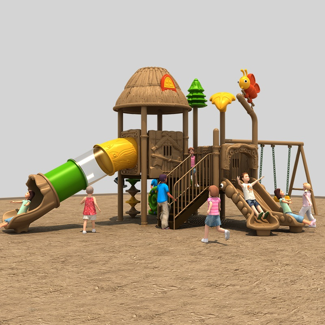 Themed Outdoor Slide Playground: Thatch Slide Fort 