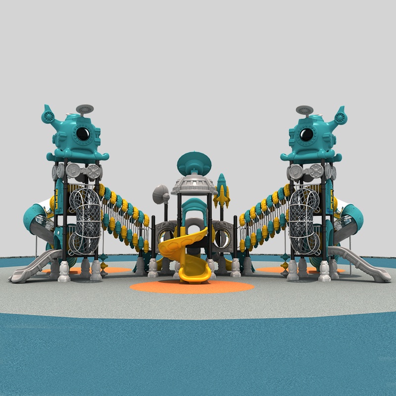 Rocket Themed Children's Playground Slide with Cosmic Fun