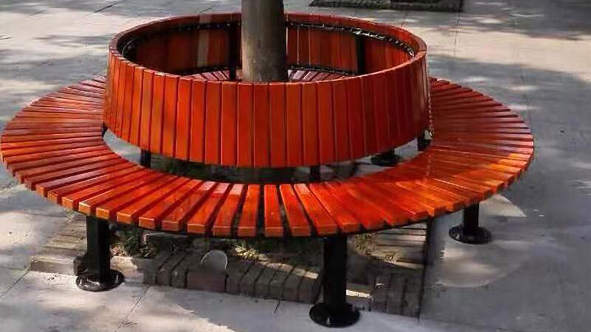 round wooden tree benches (3)