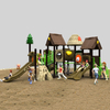 Durable Outdoor Playground Slide with Thatch Roof Design