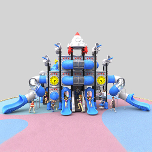 Fun Outdoor Playground Including Space Theme Slides for Parks
