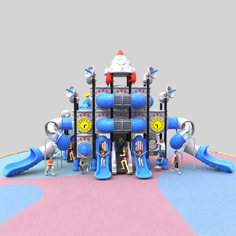 Fun Outdoor Playground Including Space Theme Slides for Parks