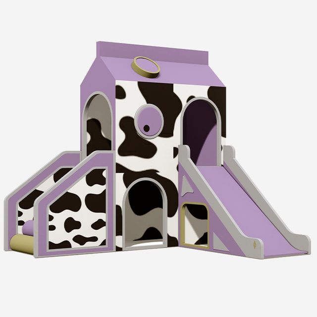Cow-Print Cottage Indoor Soft Play Slide Equipment