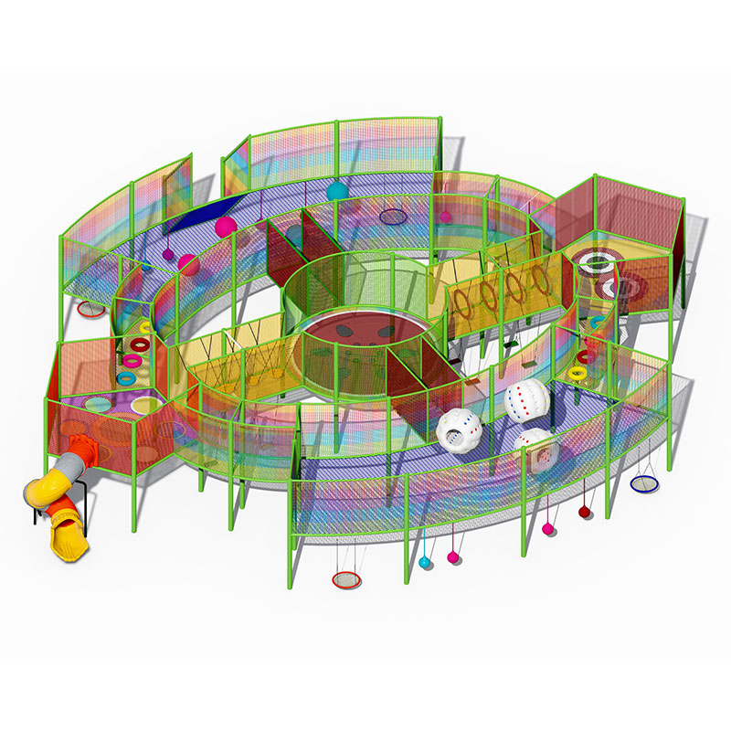 Kids Rope Trampoline and Climbing Wall Set