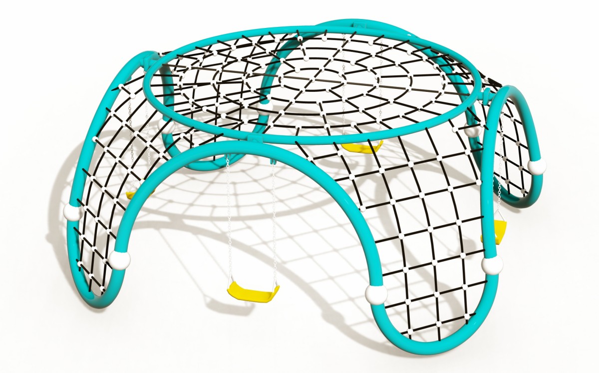 Panoramic display of Spider Web Climber with Swing Set-1