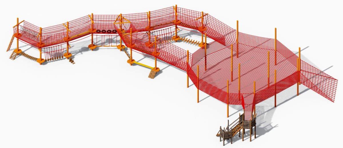 Panoramic display of outdoor rope net trampoline climber for kids-1