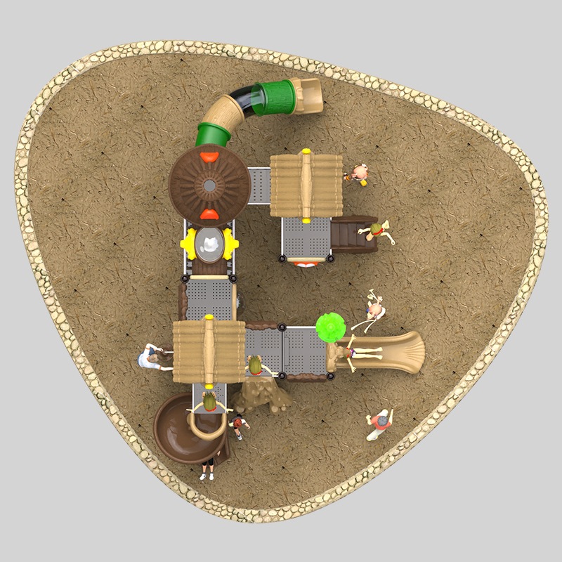 Safety-Certified Thatch Playground Slide for Schools & Parks