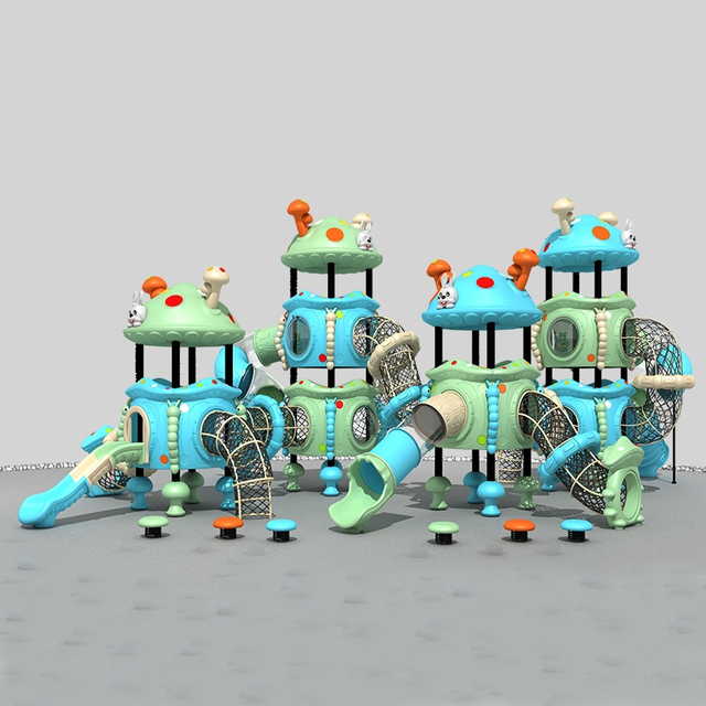 Whimsical Mushroom-Themed Children's Slide with Safety Rails 