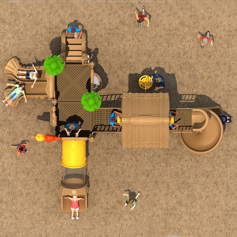 Weather-Resistant Outdoor Slide Playground Equipment with Thatch Style