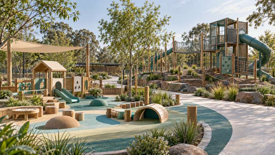 Age-group playground zoning concept with varied activities