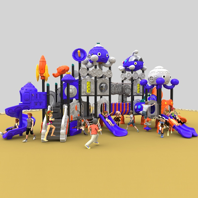 Safe Outdoor Playground Featuring Playground Slide with Rockets