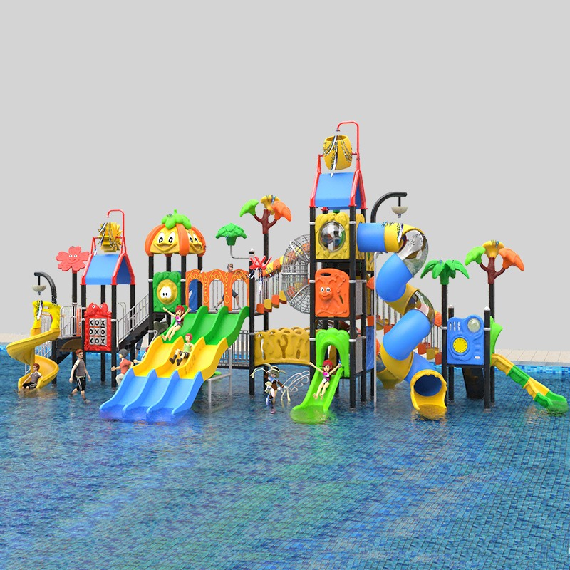Adventure-Themed Water Playground Structures with Slides