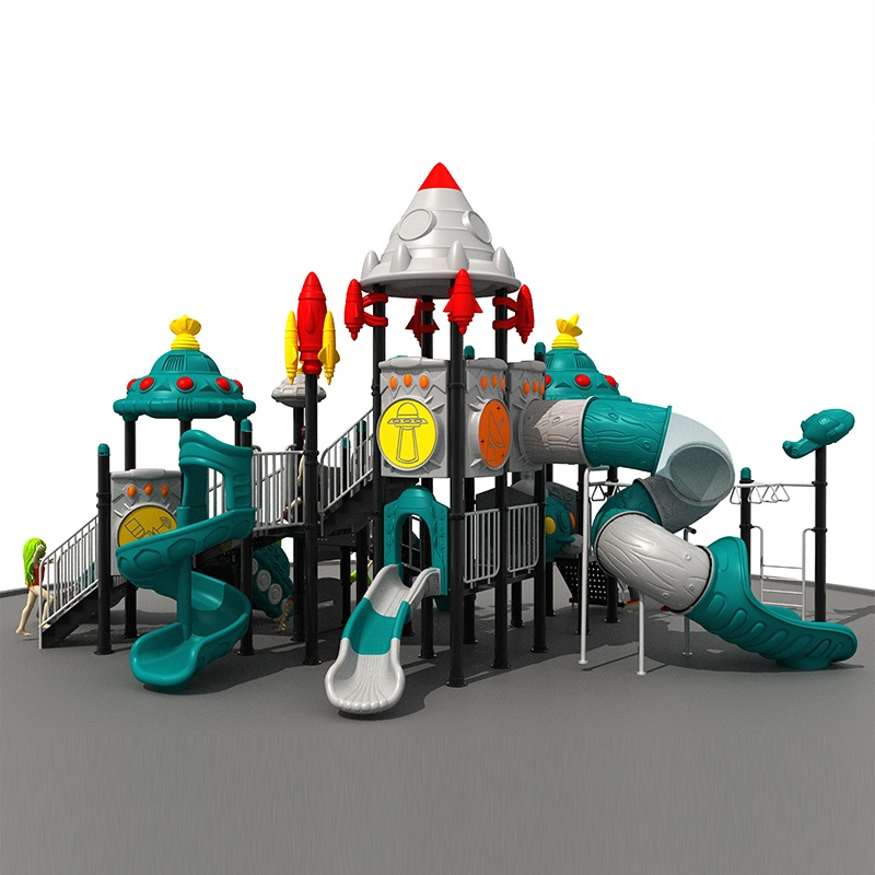 Best-selling outdoor playground featuring space theme slides