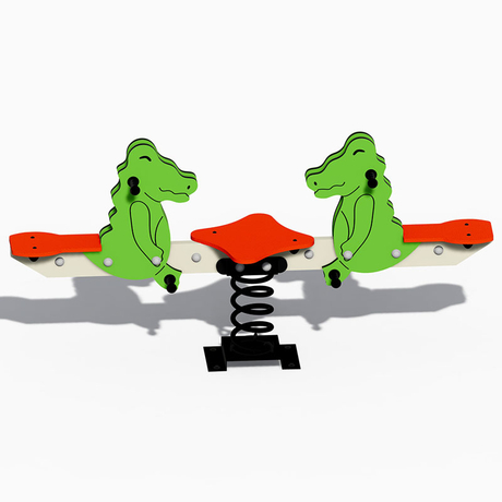 Crocodile-Themed Double-Seat Spring Seesaws