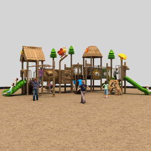 Kids' Favorite Outdoor Playground Slide with Thatch Themed