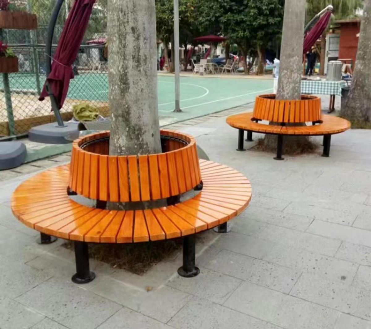 round wooden tree benches (5)