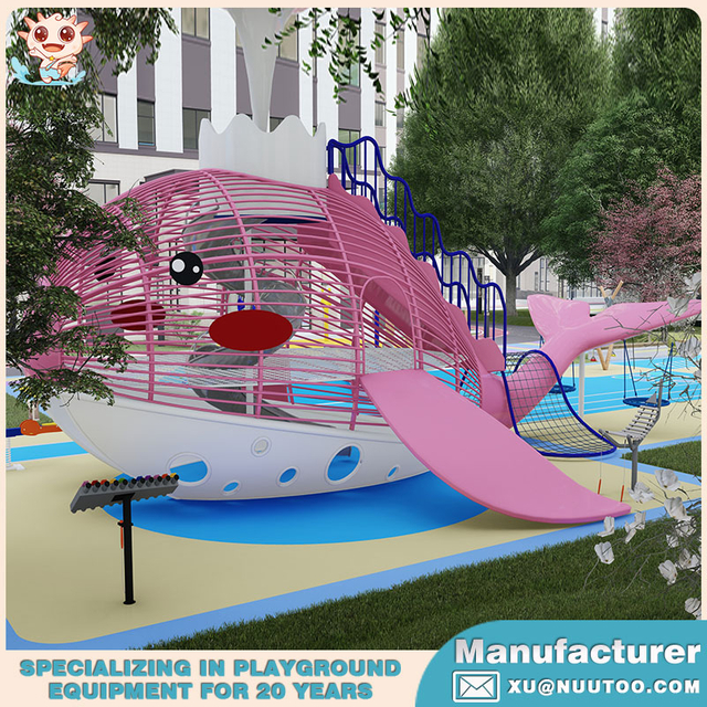 Landscape Playground Equipment Manufacturer Designs Spraying Goldfish Playground for Kids