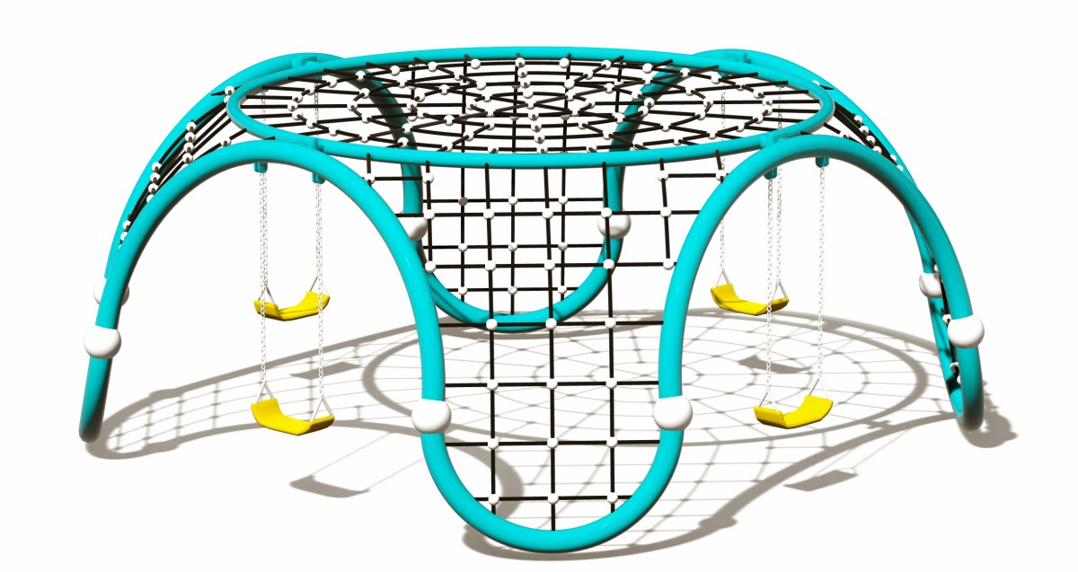 Panoramic display of Spider Web Climber with Swing Set-3