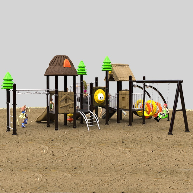 Customizable Outdoor Slide Playground with Thatch Series