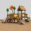 Weather-Resistant Outdoor Slide Playground Equipment with Thatch Style