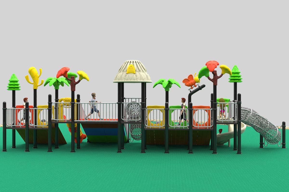 High-capacity outdoor slide playgrounds (2)