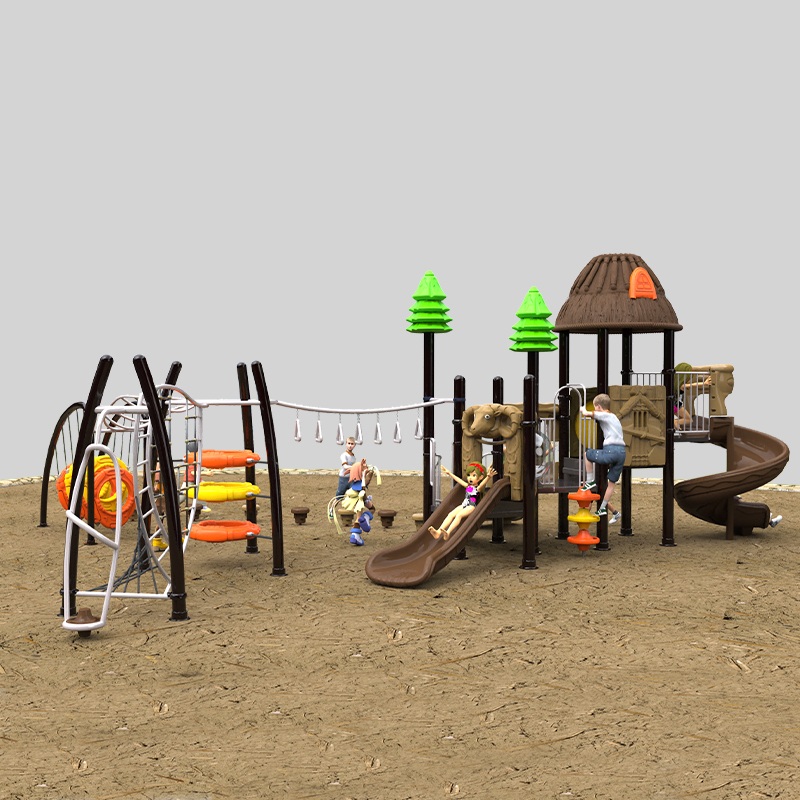 Thatch-Themed Playground Slide for Natural Outdoor Fun