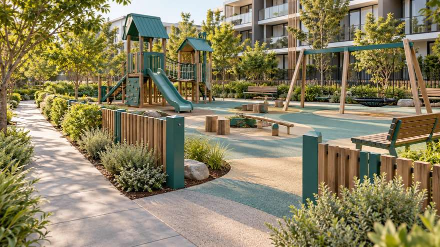 Residential playground routes and observation concept