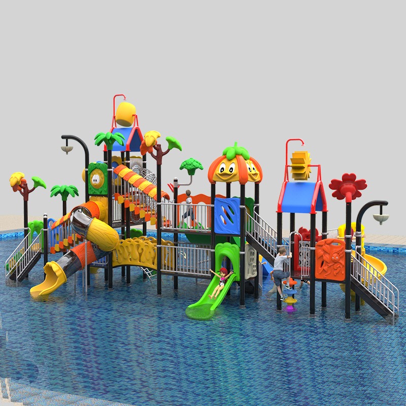 Adventure-Themed Water Playground Structures with Slides