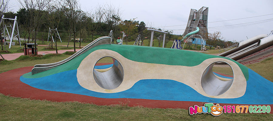 Non-standard amusement + children's playground equipment + drilling hole + stainless steel slide (2)