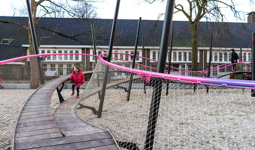 Where is the children's play wooden slide?