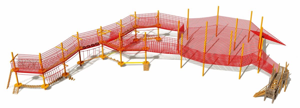 Panoramic display of outdoor rope net trampoline climber for kids-1