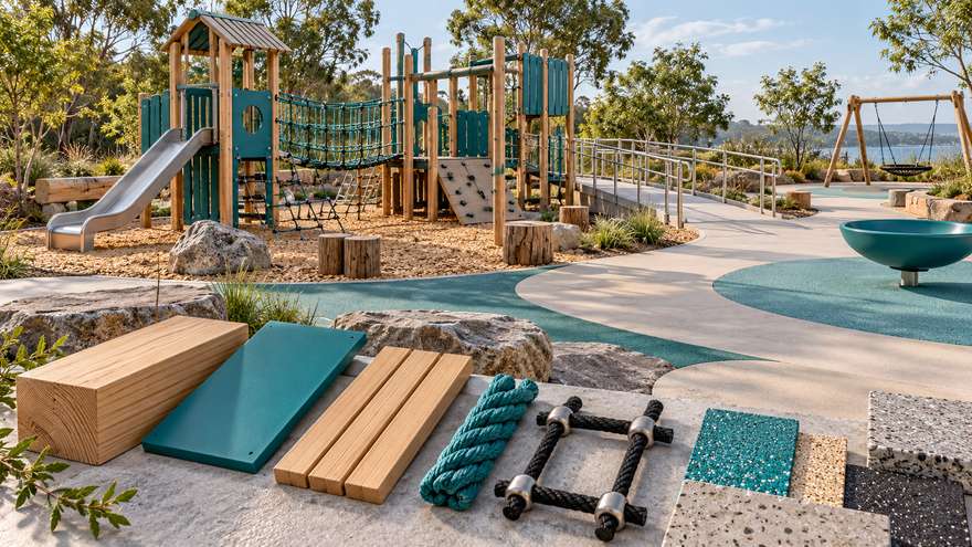 Custom playground materials and access concept