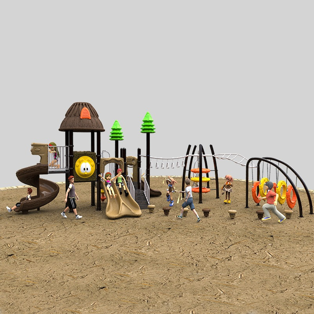 Thatch-Themed Playground Slide for Natural Outdoor Fun