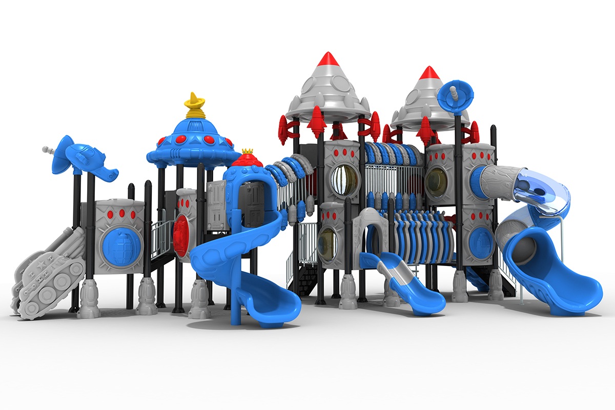Outdoor playground for kids with space slides (2)