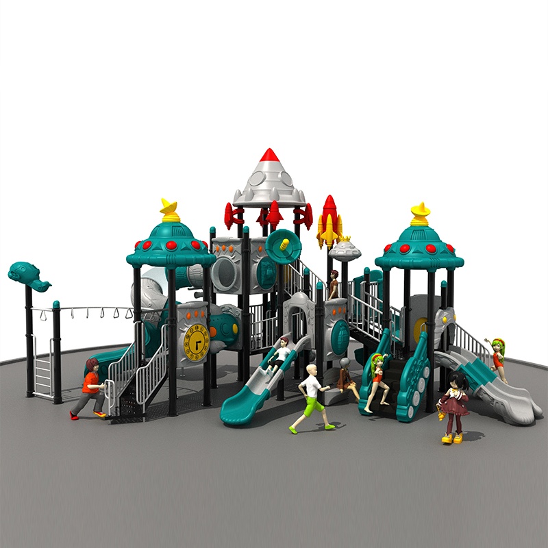 Best-selling outdoor playground featuring space theme slides