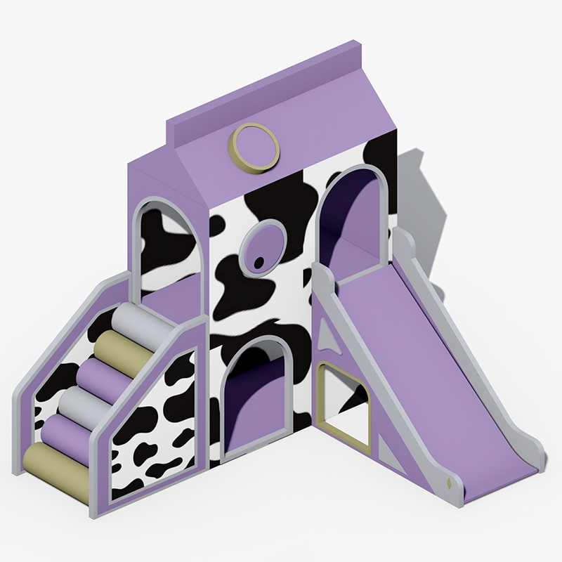 Cow-Print Cottage Indoor Soft Play Slide Equipment